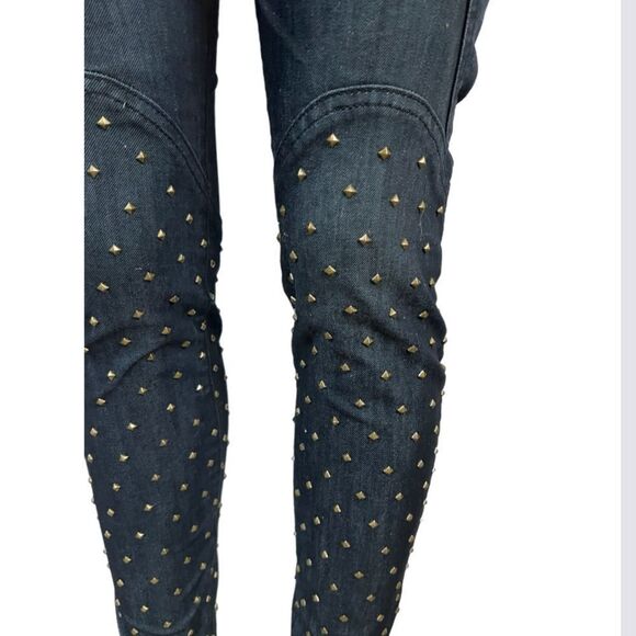 Bebe Skinny Leg Studded Jeans Dark Wash Low Rise Slim Denim Pants NWOT sz 29 - Picture 6 of 10